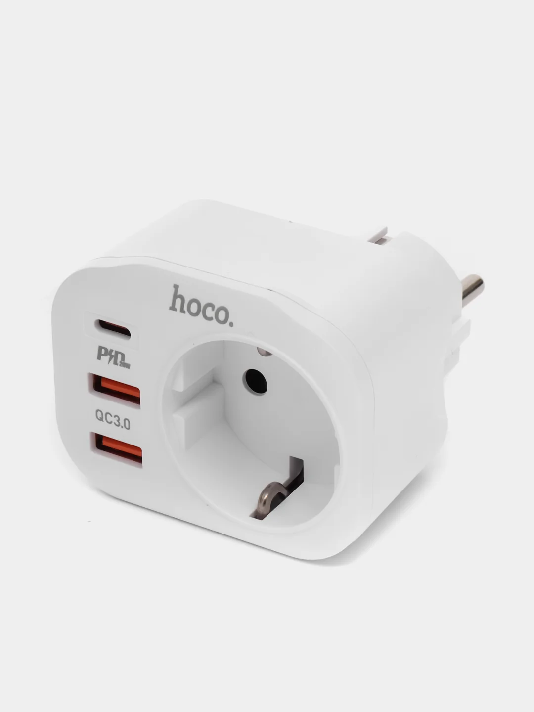 Белый сетевой фильтр Hoco NS3, 1 розетка, выходы 2xUSB, QC3.0, 18W, Type-C, PD20W