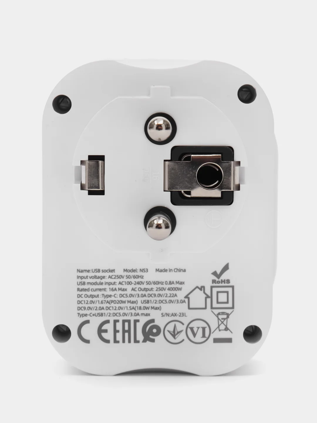 Белый сетевой фильтр Hoco NS3, 1 розетка, выходы 2xUSB, QC3.0, 18W, Type-C, PD20W