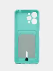 Бирюзовый чехол силиконовый, с карманом для карты Xiaomi Redmi 12, Redmi Note 11 4G, Note 11S
