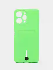 Салатовый чехол силиконовый, с карманом для карты Xiaomi Redmi 12, Redmi Note 11 4G, Note 11S