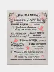 Картина на холсте , 30х40, "ПРАВИЛА МАМЫ"