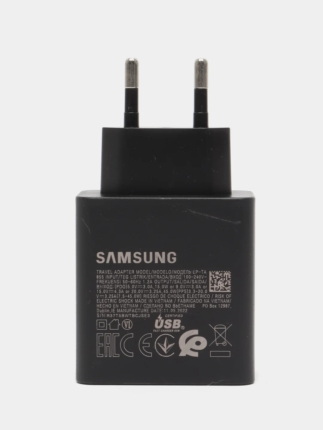 Белый сетевое зарядное устройство Samsung Power Adapter, USB-A (15W)+ Type-C (35W)