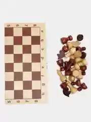 Шахматы деревянные обиходные, лакированные, с доской