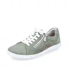 Зелёный хаки кеды женские Rieker из натуральной кожи