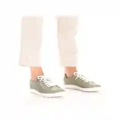 Зелёный хаки кеды женские Rieker из натуральной кожи