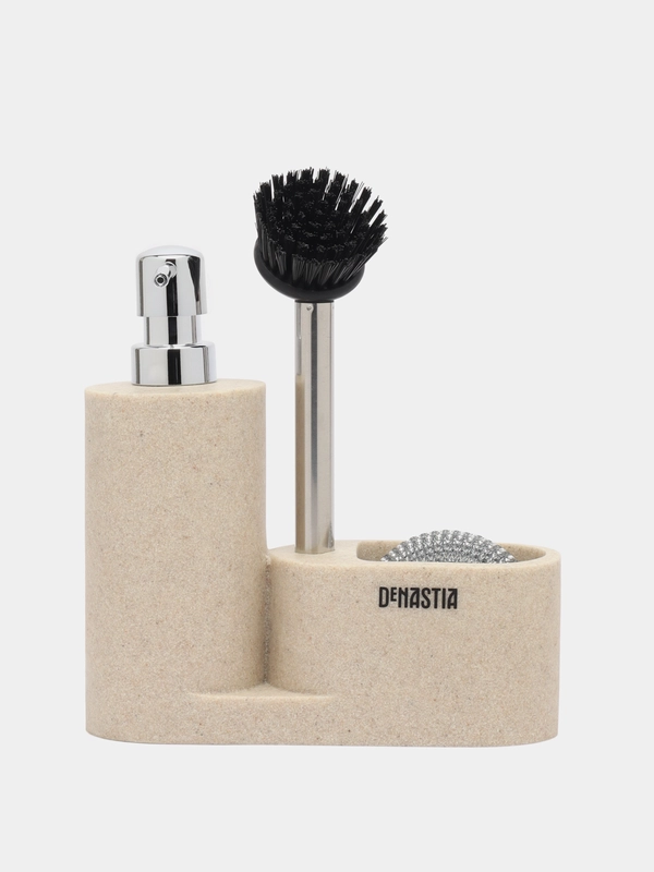 Диспенсер-органайзер DeNASTIA 18,9x7,2x19,1см (в наборе с губкой и щёткой), цвет песочный
