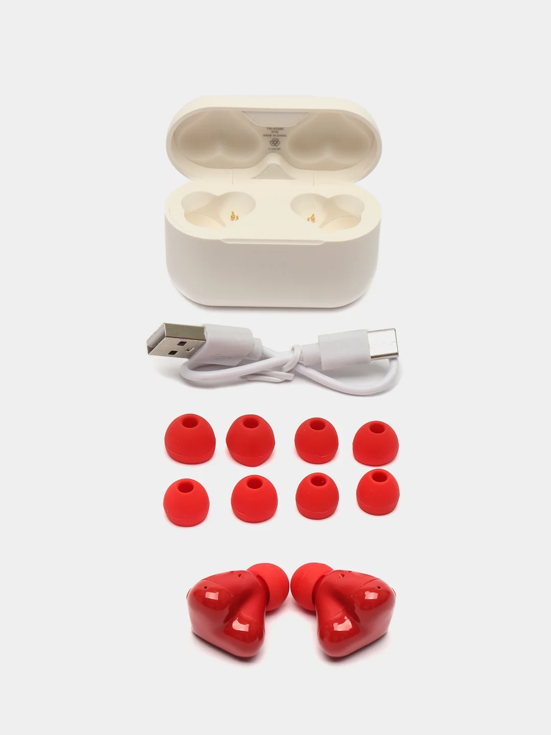 Красный беспроводные наушники Hear Buds TW-02 в форме сердца с микрофоном, Bluetooth