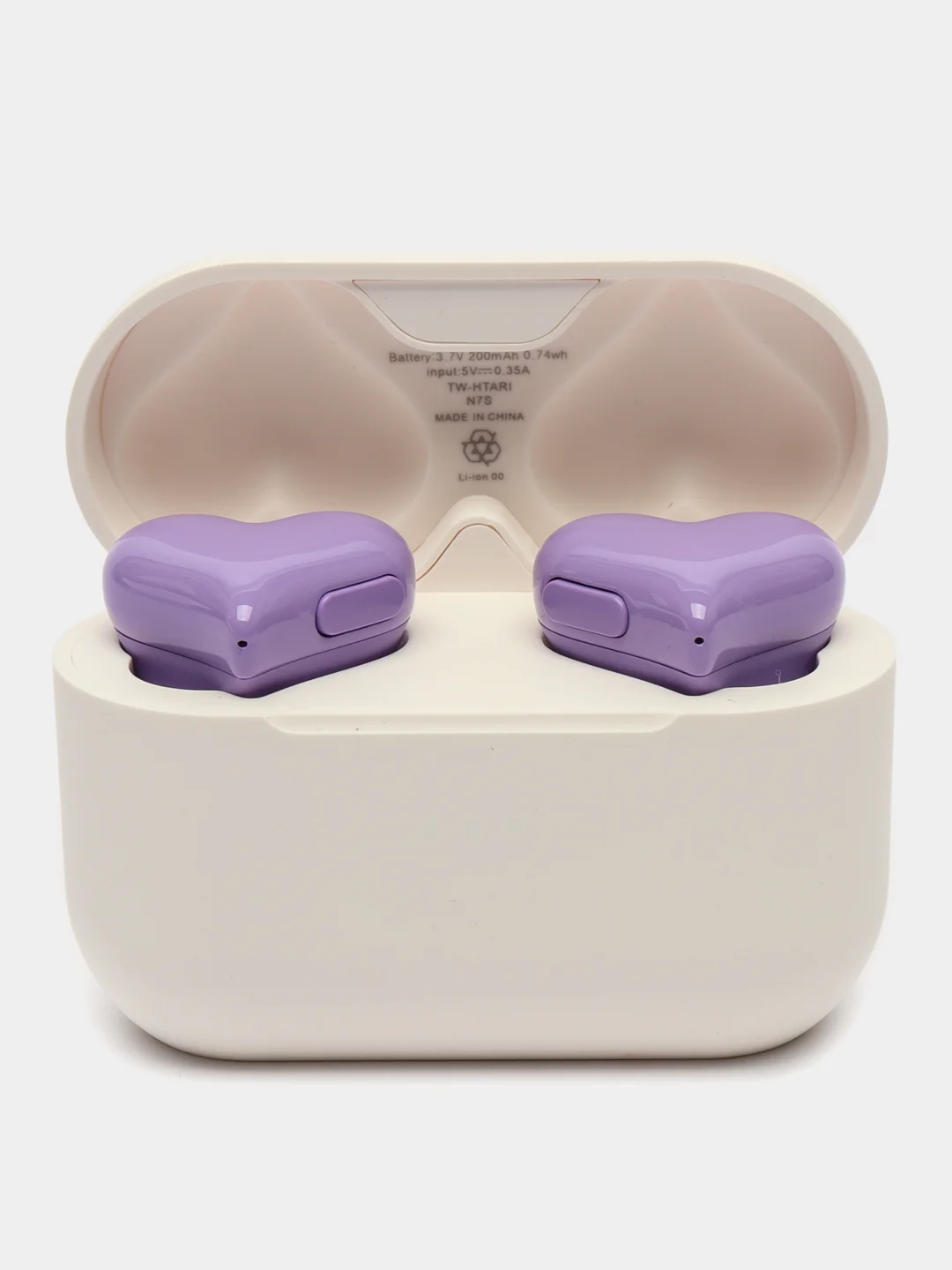 Фиолетовый беспроводные наушники Hear Buds TW-02 в форме сердца с микрофоном, Bluetooth
