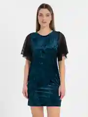 Тёмно-зелёный платье женское вечернее велюровое, короткое
