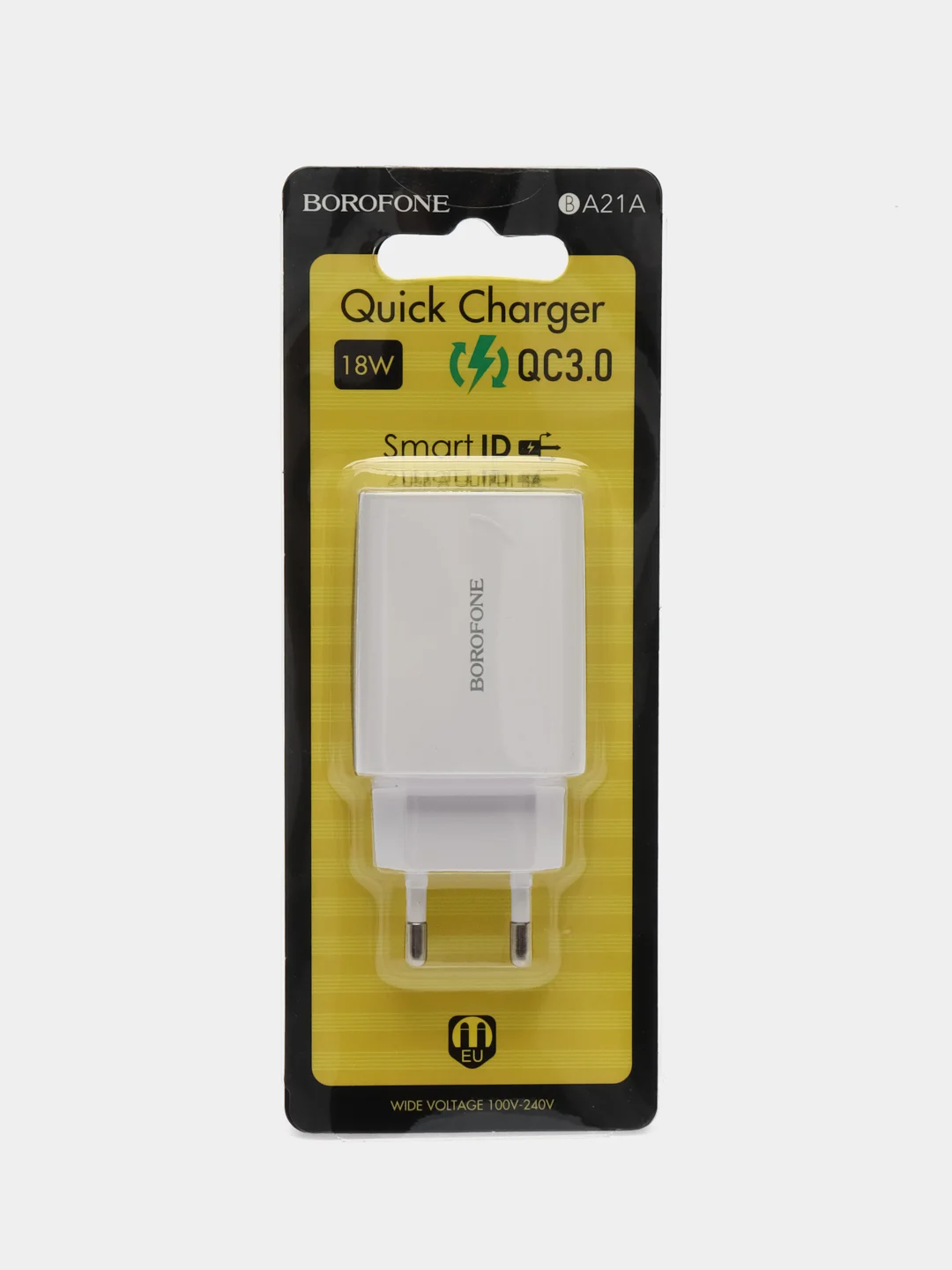 Белый сетевое зарядное устройство Borofone BA21A 18w c быстрой зарядкой 3.0