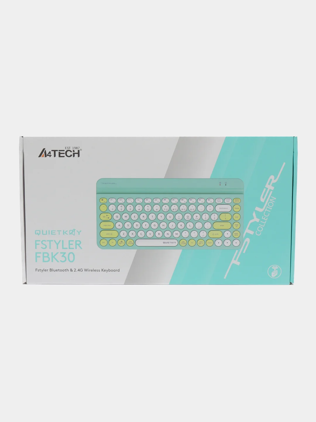 Зеленый клавиатура беспроводная бесшумная A4Tech FBK30 / Bluetooth, печатная машинка