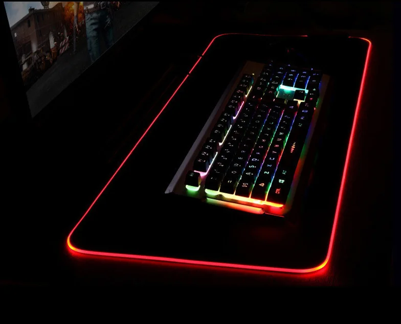 Коврик игровой для клавиатуры и мышки с RGB подсветкой, компьютерный коврик