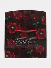 Черный подарочный пакет-коробка With love, 23 х 18 х 11 см
