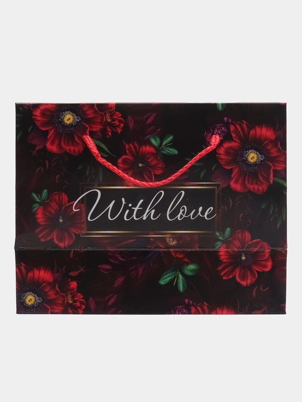 Подарочный пакет-коробка With love, 23 х 18 х 11 см