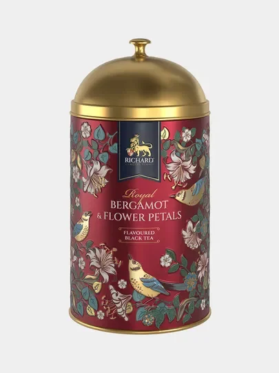 Золотой чай черный листовой Richard Royal Bergamot & flower Petals, ароматизированный, ж/б, 60г