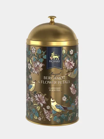 Золотой чай черный листовой Richard Royal Bergamot & flower Petals, ароматизированный, ж/б, 60г