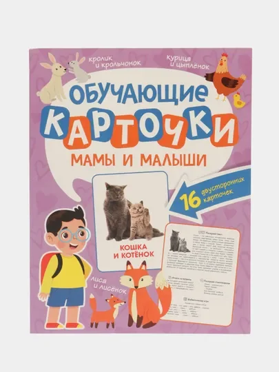 Бирюзовый карточки обучающие для детей двусторонние 16 шт., 170х265 мм. Проф-Пресс