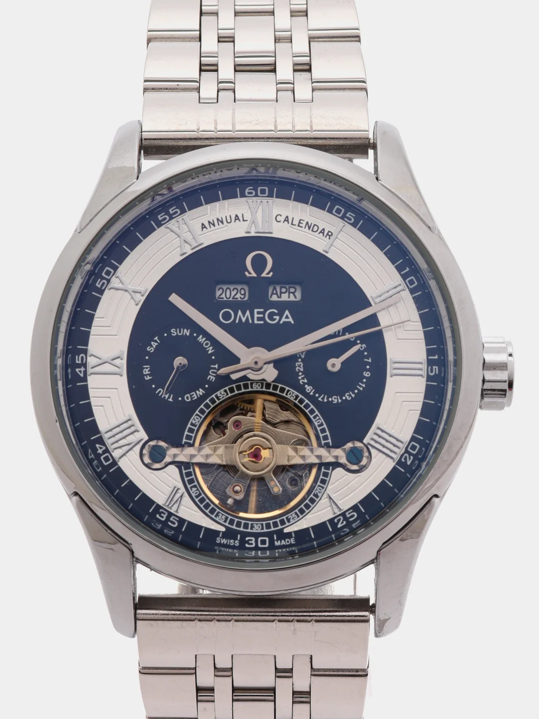 Серый металлик часы механические Omega