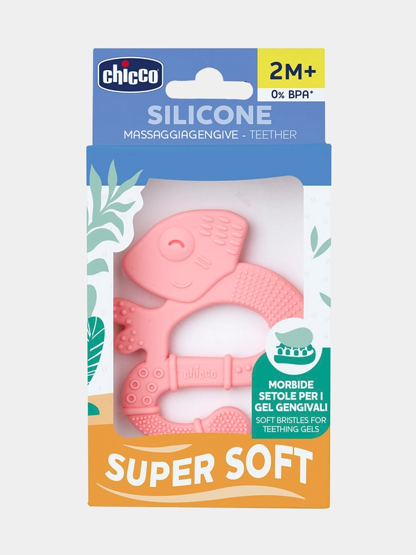 CHICCO Игрушка с зубным кольцом "Хамелеон",розовый, 2мес+