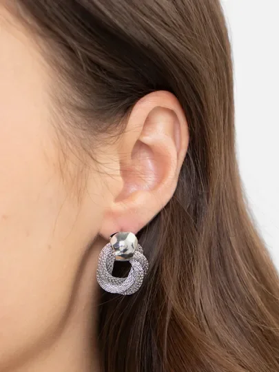 Серебряный серьги женские, сережки женский круглые "Переплетение"