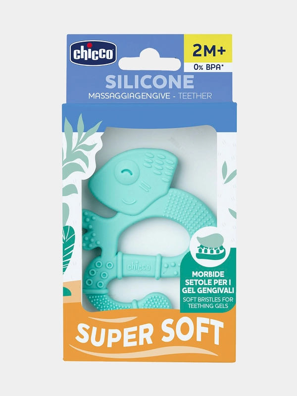 CHICCO Игрушка с зубным кольцом "Хамелеон",голубой, 2мес+