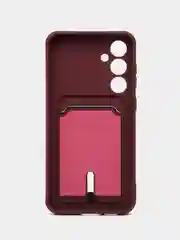 Бордовый чехол Samsung Galaxy S23 FE/ Самсунг Галакси С23 ФЕ, силиконовый с карманом для карты