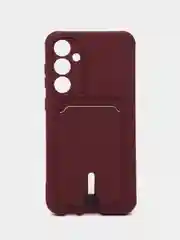 Бордовый чехол Samsung Galaxy S23 FE/ Самсунг Галакси С23 ФЕ, силиконовый с карманом для карты