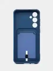 Синий чехол Samsung Galaxy S23 FE/ Самсунг Галакси С23 ФЕ, силиконовый с карманом для карты
