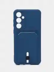 Синий чехол Samsung Galaxy S23 FE/ Самсунг Галакси С23 ФЕ, силиконовый с карманом для карты