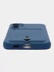 Синий чехол Samsung Galaxy S23 FE/ Самсунг Галакси С23 ФЕ, силиконовый с карманом для карты