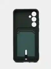 Синий чехол Samsung Galaxy S23 FE/ Самсунг Галакси С23 ФЕ, силиконовый с карманом для карты