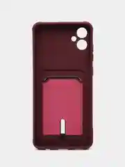 Бордовый чехол Samsung Galaxy A05 / Самсунг Галакси А05,, силиконовый с карманом для карты