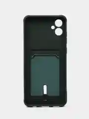 Тёмно-зелёный чехол Samsung Galaxy A05 / Самсунг Галакси А05,, силиконовый с карманом для карты