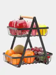 Фруктовница металлическая, корзина для хранения фруктов двухуровневая
