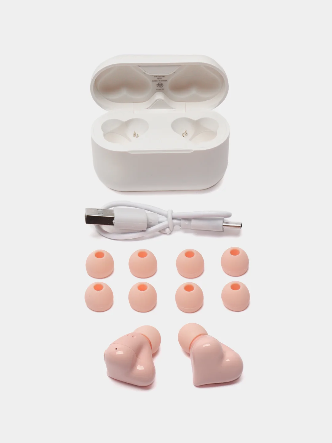 Розовый беспроводные наушники Hear Buds TW-02 в форме сердца с микрофоном, Bluetooth
