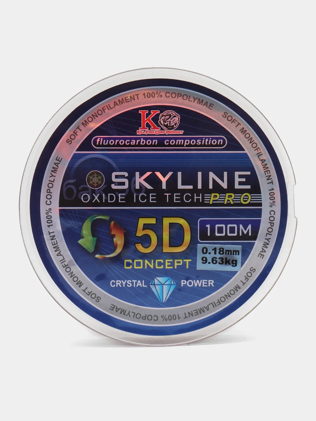 Леска рыболовная Skyline 5D, флюрокарбон, монофильная, прозрачная, для зимней рыбалки