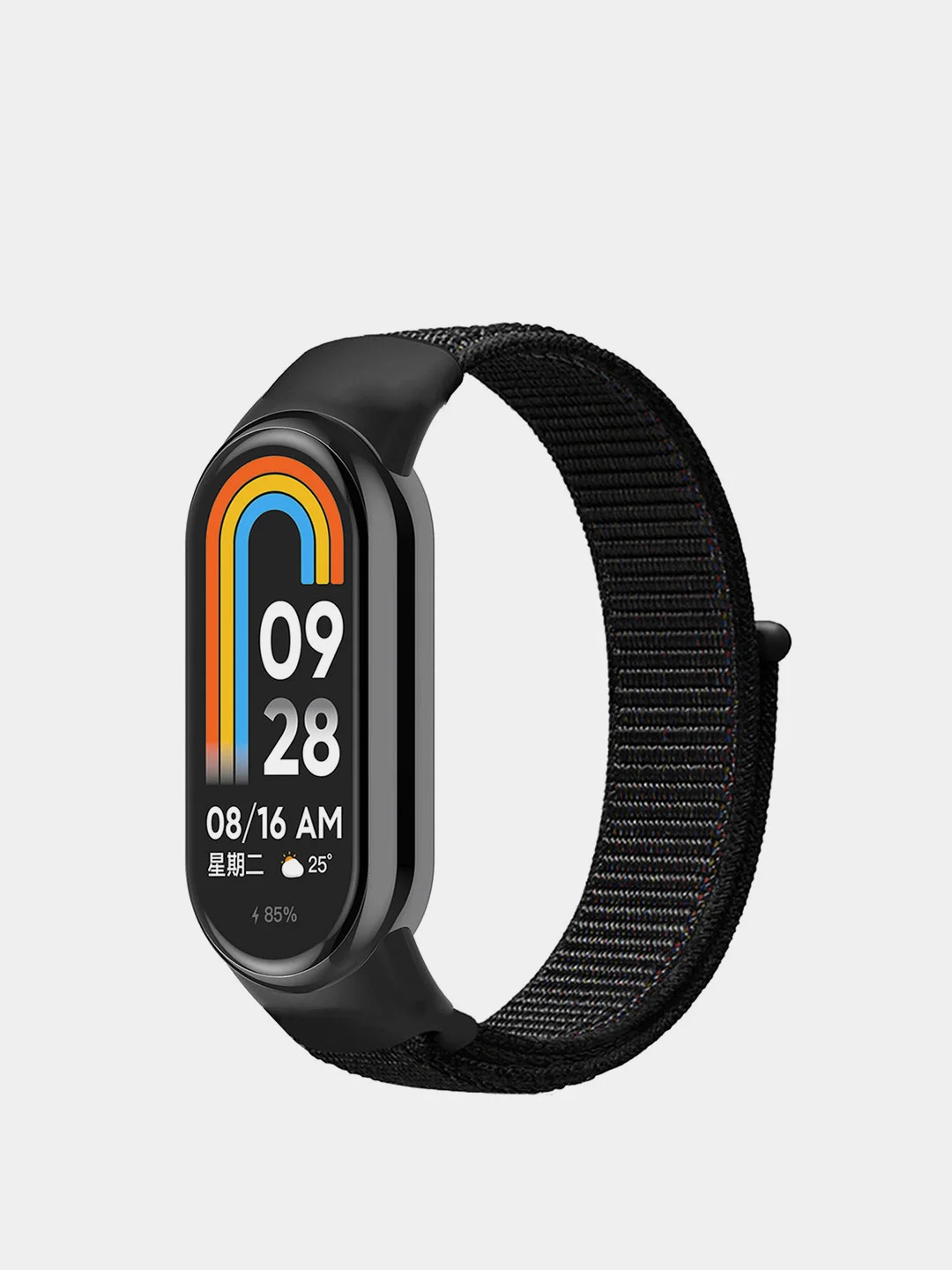 Черный ремешок нейлоновый на липучке для Xiaomi Mi Band 8 / Mi Band 9