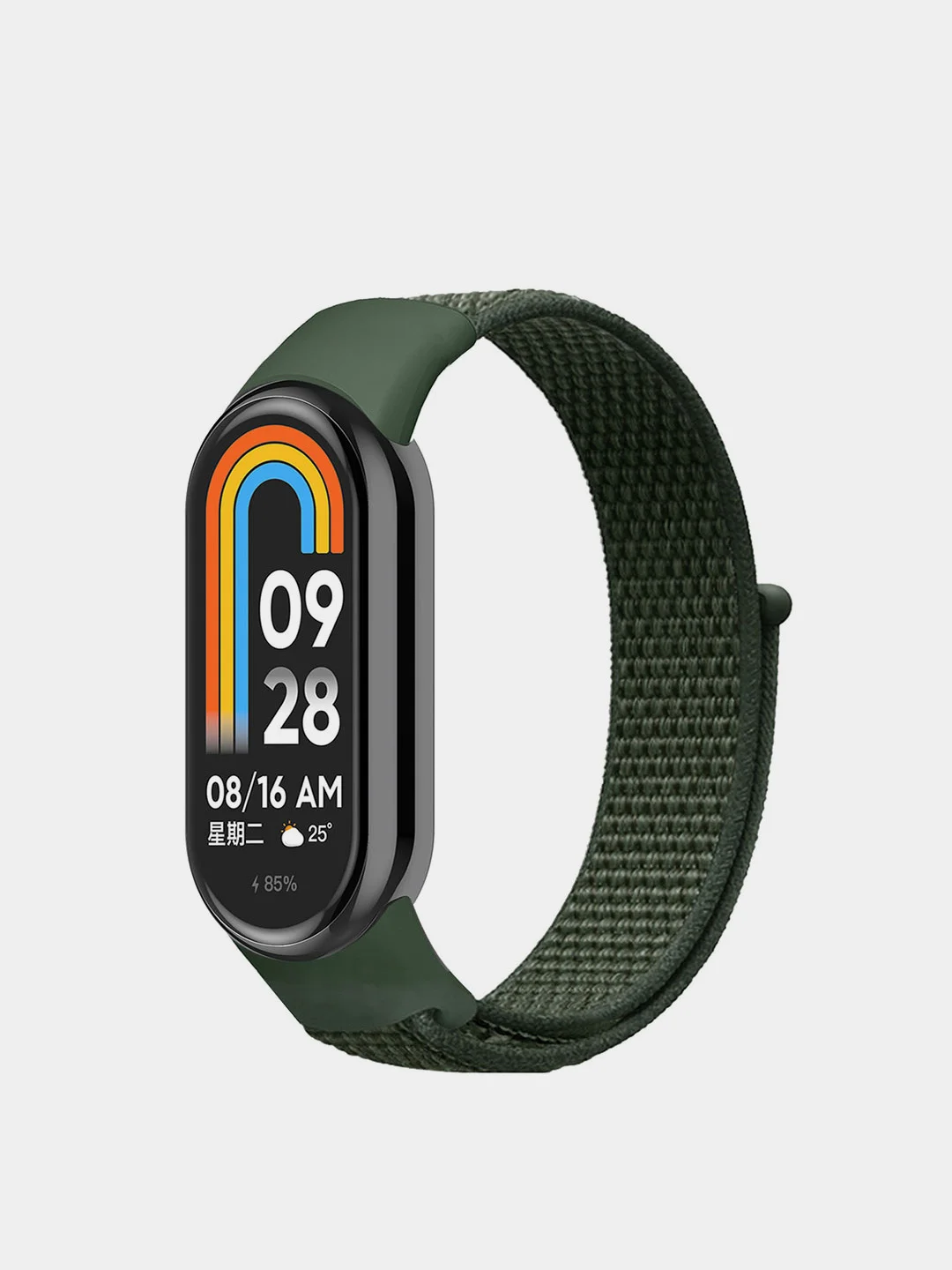 Хаки ремешок нейлоновый на липучке для Xiaomi Mi Band 8 / Mi Band 9