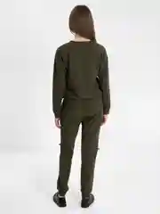 Тёмно-зелёный женский спортивный костюм: свитшот и штаны