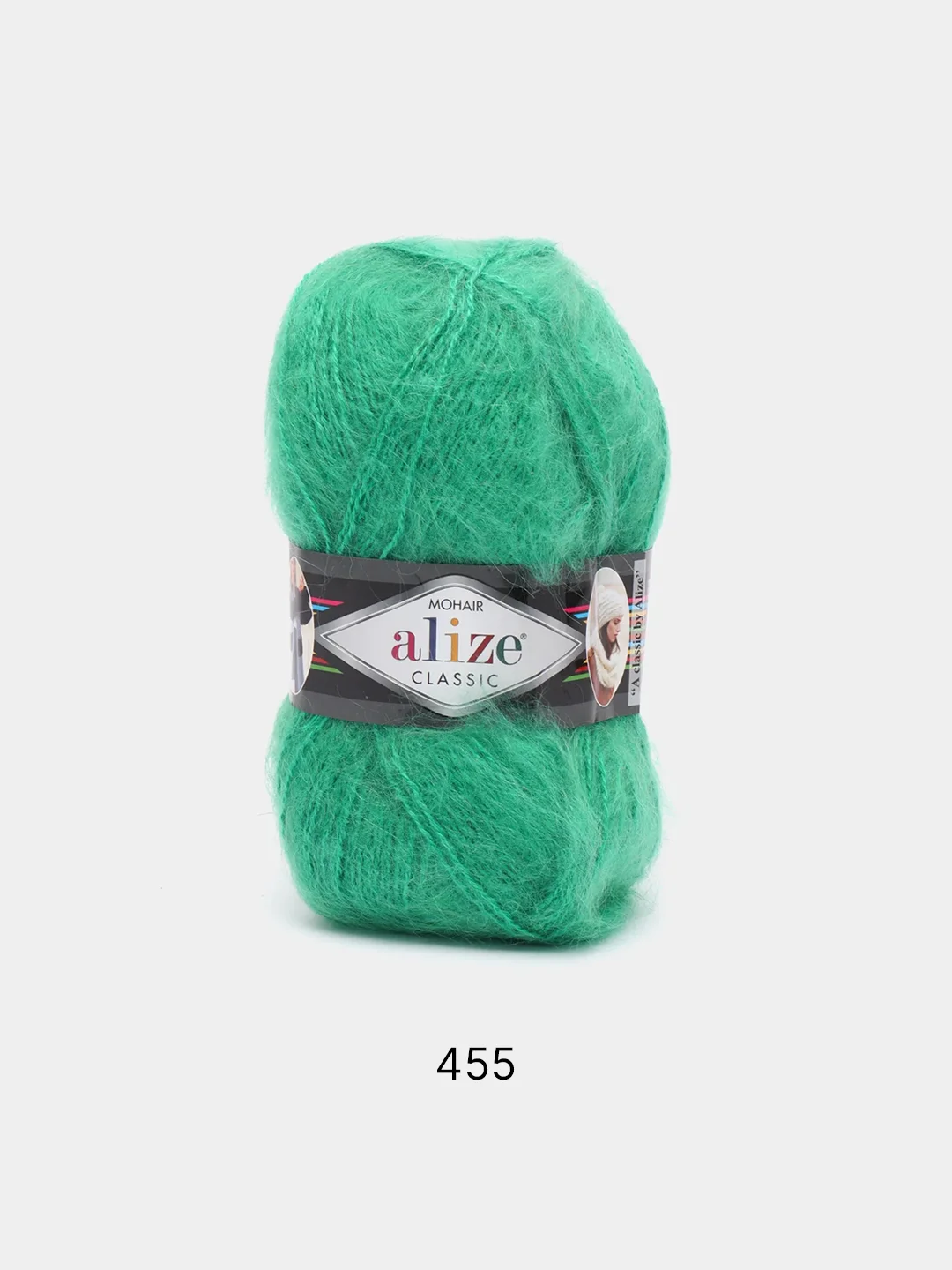 Зеленый пряжа Alize Mohair Classic new, Ализе Мохер Классик