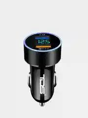 Синий автомобильный вольтметр в прикуриватель для авто машины USB зарядка