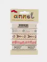 Молочный набор декоративных лент с рисунком Annet.хлопковые ленты ширина 16мм,5 отрезов длина по 1м