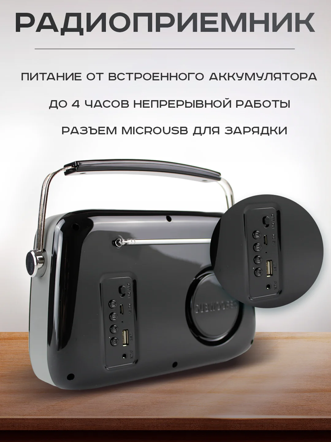 Мятный колонка портативная в ретро стиле - Fm, USB, Bluetooth
