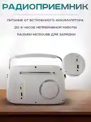 Белый колонка портативная в ретро стиле - Fm, USB, Bluetooth