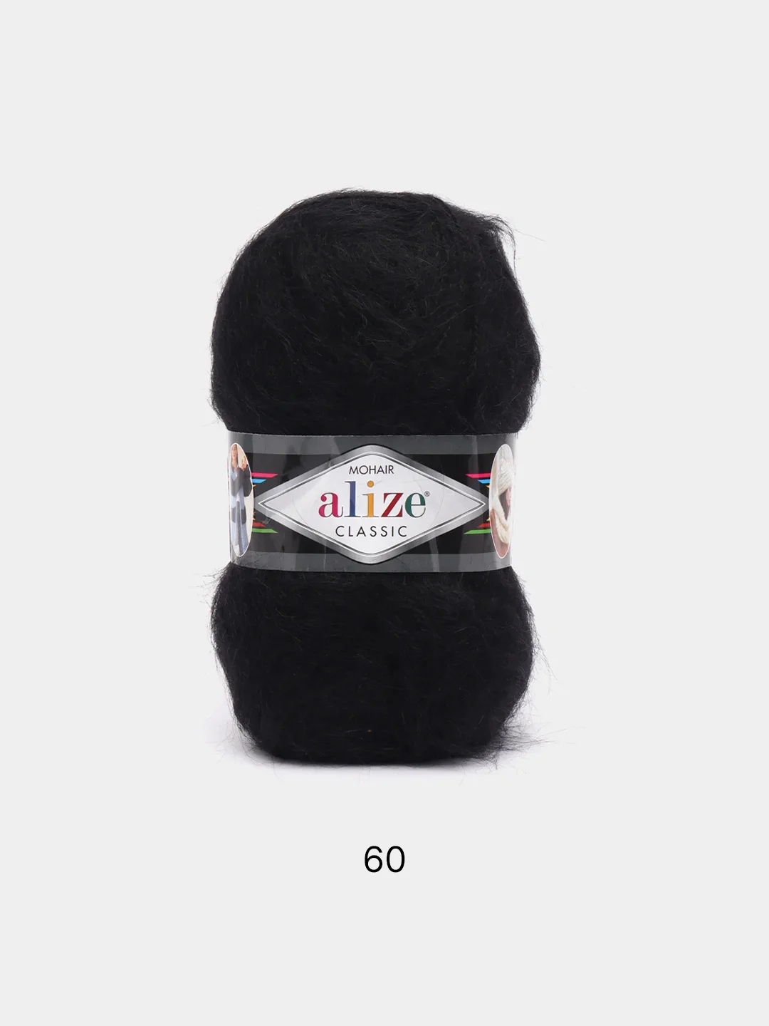 Черный пряжа Alize Mohair Classic new, Ализе Мохер Классик