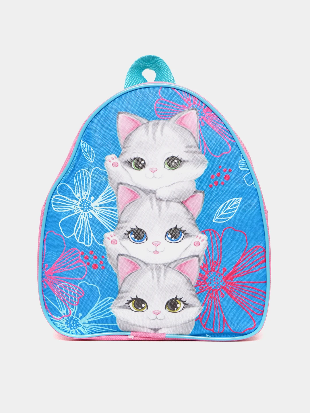 Кораллово-розовый детский рюкзак зайчик/кот/ для детского сада