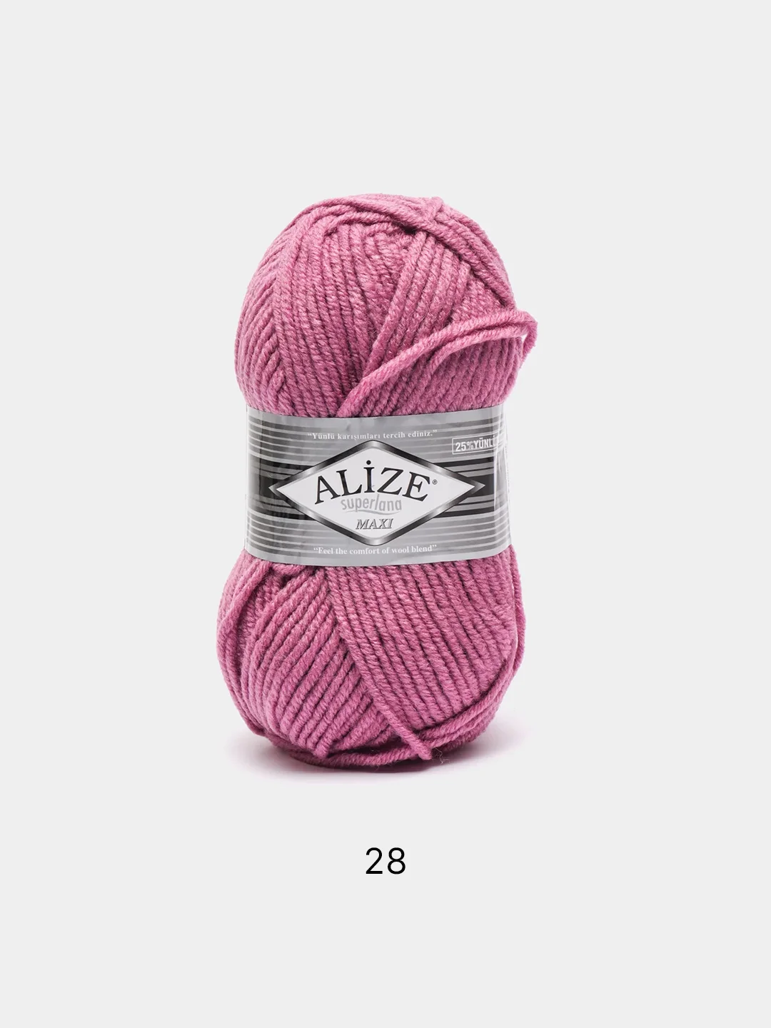 Тёмно-розовый пряжа Alize Superlana Maxi, 100 г, 75% акрил, 25% шерсть