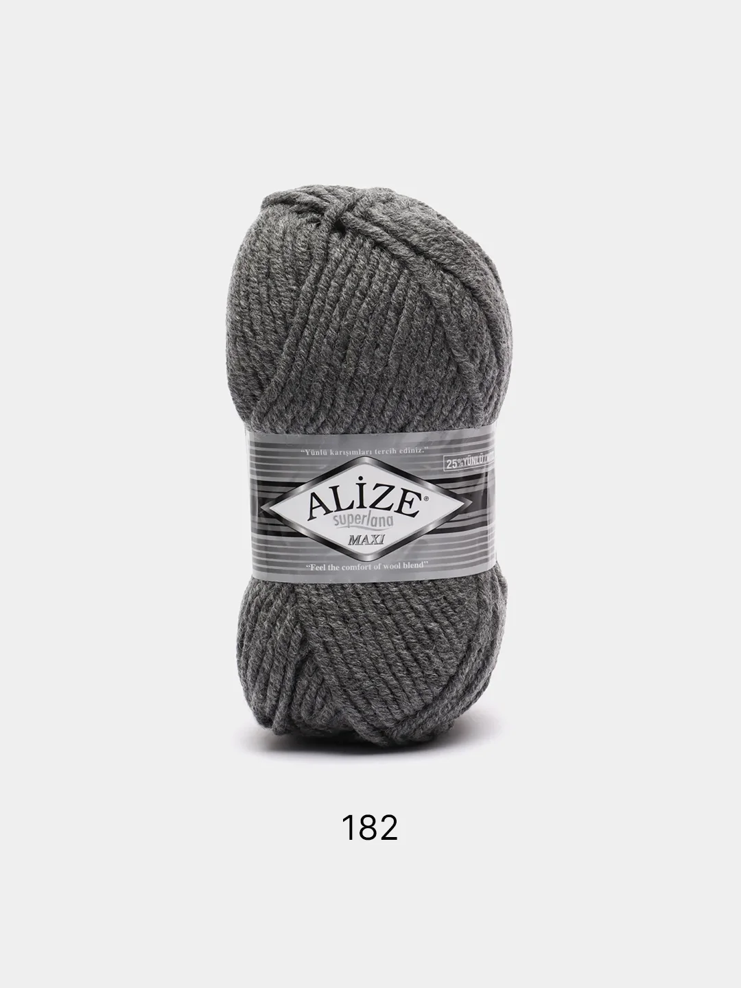 Тёмно-серый пряжа Alize Superlana Maxi, 100 г, 75% акрил, 25% шерсть