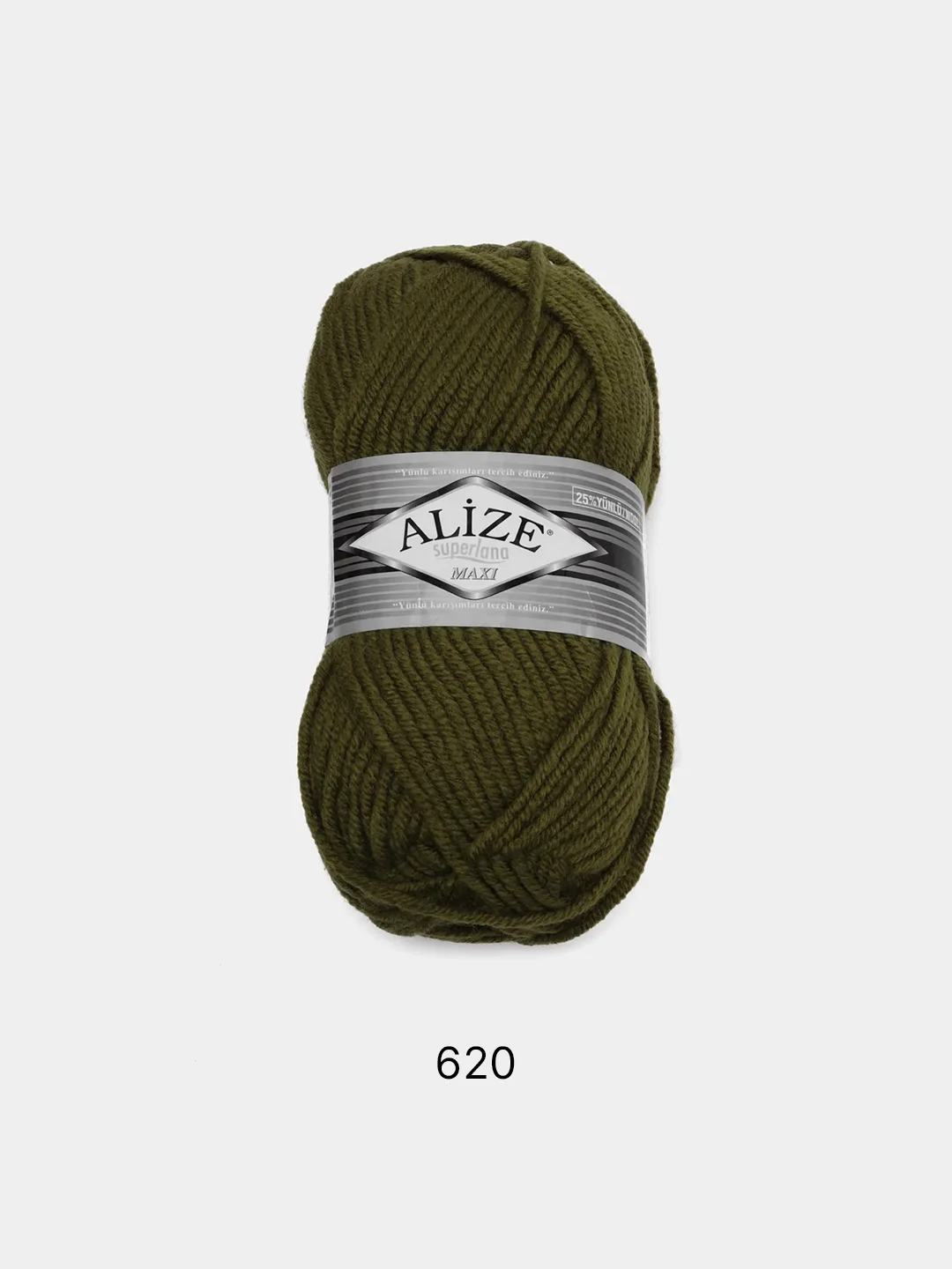 Оливковый пряжа Alize Superlana Maxi, 100 г, 75% акрил, 25% шерсть