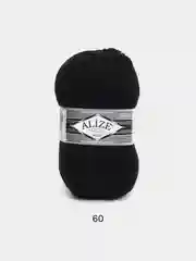 Черный пряжа Alize Superlana Maxi, 100 г, 75% акрил, 25% шерсть